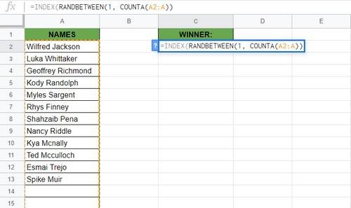 Cách chọn một kết quả ngẫu nhiên bằng Google sheets